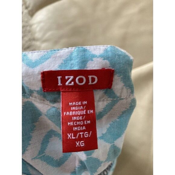 IZOD Blouse Top Tunic Kaftan XL Turquoise Blue White - Picture 5 of 6